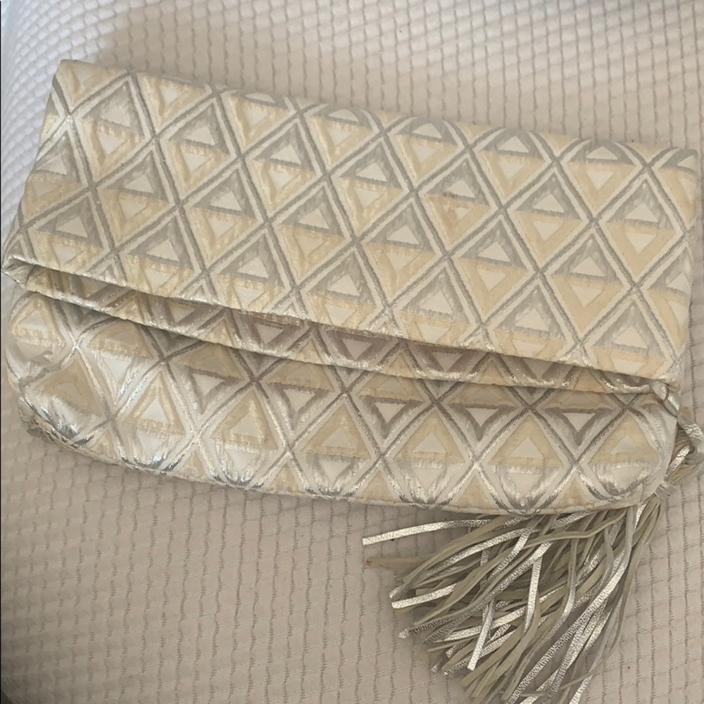 Clutch silver and gold and cream